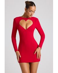 Oh Polly - Heart Cut Out Long Sleeve Mini Dress - Lyst