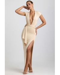 Oh Polly - Slinky Jersey Plunge Hardware Detail Maxi Dress - Lyst