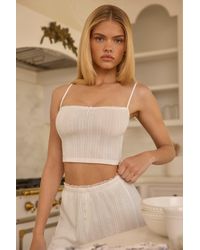 Oh Polly - Pointelle Ruched Camisole Crop Top - Lyst