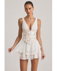 Oh Polly - Embellished Ruffled Corset Mini Dress - Lyst