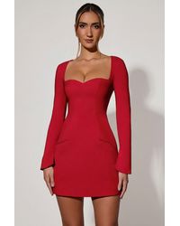Oh Polly - Sweetheart-Neck Long-Sleeve A-Line Mini Dress - Lyst