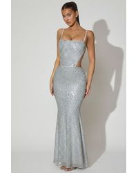 Oh Polly - Embellished Cut-Out Gown - Lyst