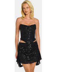 Oh Polly - Embellished Draped Corset Top - Lyst