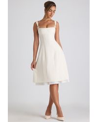 Oh Polly - Bow-Detail Pleated A-Line Midi Dress - Lyst