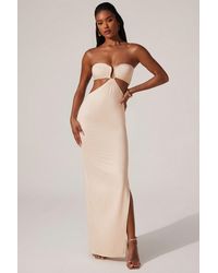 Oh Polly - Ruched Hardware Detail Bandeau Floor Length Dress - Lyst