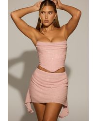 Oh Polly - Embellished Draped Mid-Rise Mini Skirt - Lyst