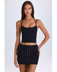 Oh Polly - Lace-Up Cargo Micro Mini Skirt - Lyst