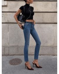 Oh Polly - High-Rise Cropped Skinny Jeans - Lyst