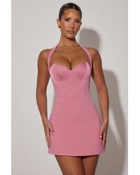 Oh Polly - Heart-Detail Halterneck A-Line Mini Dress - Lyst