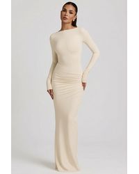 Oh Polly - Modal Ruched Backless Maxi Dress - Lyst