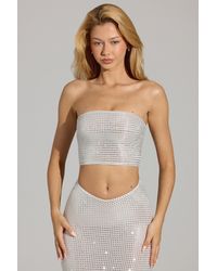 Oh Polly - Embellished Strap-Back Bandeau Top - Lyst