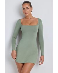 Oh Polly - Modal Square Neck Long Sleeve Mini Dress - Lyst
