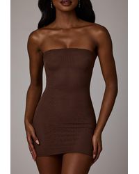 Oh Polly - Soft Sheer-Mesh Bandeau Mini Slip Dress - Lyst