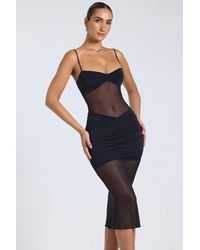 Oh Polly - Sheer Panelled Draped Midaxi Dress - Lyst