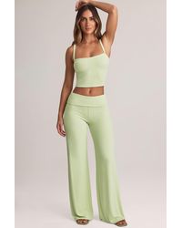 Oh Polly - Modal Foldover Wide-Leg Trousers - Lyst