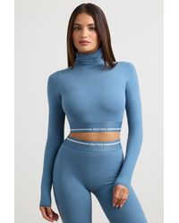 BO+TEE - Backless Turtleneck Long-Sleeve Crop Top - Lyst