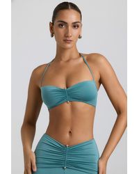 Oh Polly - Slinky Jersey Hardware Detail Halterneck Bralette - Lyst