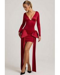 Oh Polly - Bow-Detail Ruched Mini Dress - Lyst