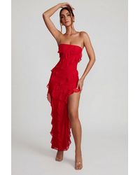 Oh Polly - Bandeau Ruffle Detail Maxi Dress - Lyst