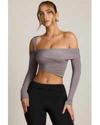 Oh Polly - Asymmetric Off-Shoulder Draped Top - Lyst