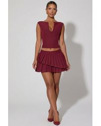 Oh Polly - Layered Pleated Low-Rise Mini Skirt - Lyst