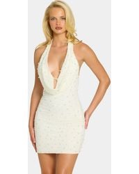 Oh Polly - Deep Plunge Embellished Mini Dress - Lyst