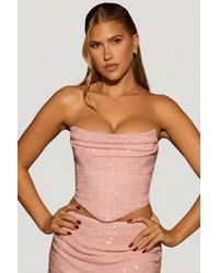 Oh Polly - Embellished Draped Corset Top - Lyst