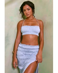 Oh Polly - Shirred Halter Neck Crop Top - Lyst
