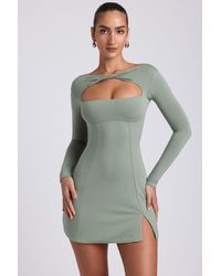 Oh Polly - Modal Twist-Front Long-Sleeve Mini Dress - Lyst