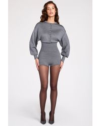 Oh Polly - Fine-Knit Long-Sleeve Romper - Lyst