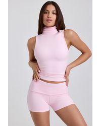 Oh Polly - Modal Ribbed Mid-Rise Foldover Shorts - Lyst