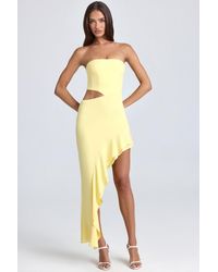 Oh Polly - Bandeau Cut-Out Ruffle-Trim Maxi Dress - Lyst