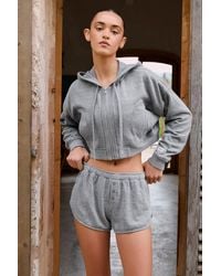 BO+TEE - Terry Cotton Zip-Up Cropped Hoodie - Lyst