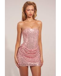 Oh Polly - Embellished Draped Strapless A-Line Mini Dress - Lyst
