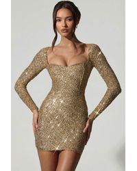 Oh Polly - Embellished Sweetheart-Neck Mini Dress - Lyst
