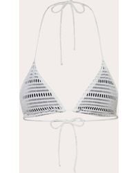 Verde Limon - Moa Geometric Mesh Triangle Bikini Top - Lyst