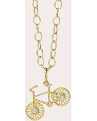 Syna - Diamond Bicycle Charm Pendant - Lyst