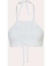 Verde Limon - Paradis Geometric Mesh Halter Bikini Top - Lyst