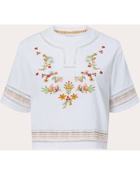 Hayley Menzies - Hayley Zies Maya Embroidered Cropped T-shirt - Lyst