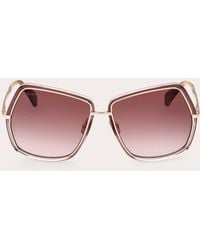 Max Mara - Shiny Rose Gold & Brown Gradient Geometric Sunglasses - Lyst
