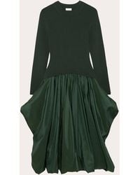 Jonathan Simkhai - Kenlie Rib-Knit And Gathered Taffeta Midi Dress - Lyst