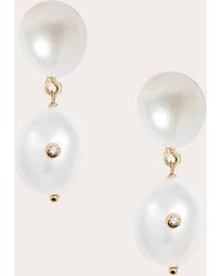 POPPY FINCH - Diamond & Pearl Duo Oval Drop Earrings 14k Gold - Lyst