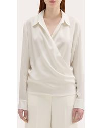 Theory - Silk Georgette Wrap Blouse - Lyst