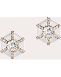Goshwara - Diamond & Enamel Hexagon Stud Earrings - Lyst