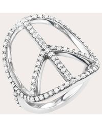 Sheryl Lowe - Peace Sign Pavé Diamond Ring - Lyst