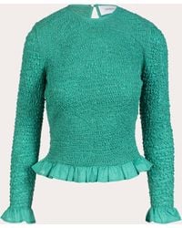 Merlette - Verdure Voile Smocked Ruffle Long-Sleeve Top - Lyst