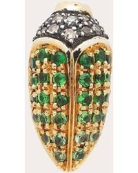 Bibi Van Der Velden - Tsavorite & Sapphire Mini Scarab Stud Earring - Lyst