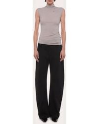 Helmut Lang - Wool Sleeveless Button Mock Neck Top - Lyst