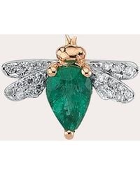 BeeGoddess - Emerald & Diamond Queen Bee Bella Singular Stud Earring - Lyst