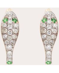 Nelly Rojas - Mini 18K Emerald And Diamond Snake Hoop Earrings - Lyst